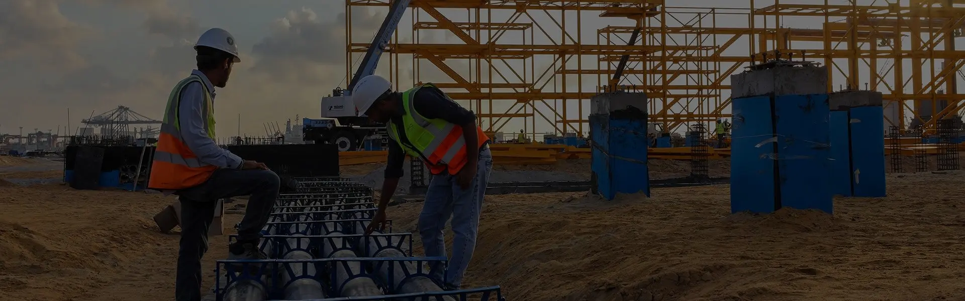 Engineers working at an infrastructure construction site